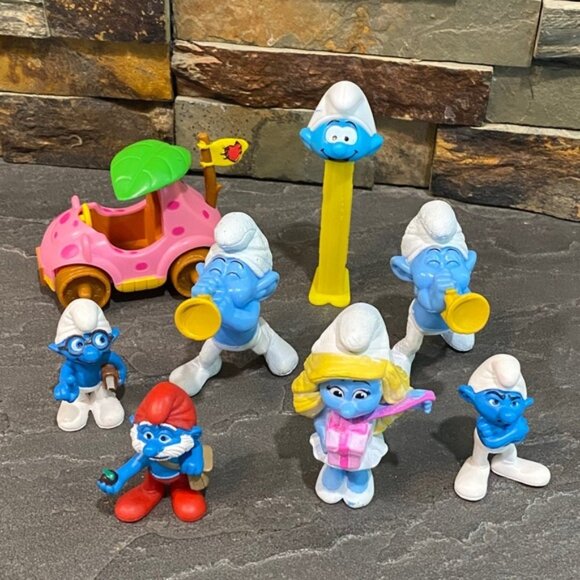 None Other - Assorted Smurf Figurines ~ 3 Schleich ~ Pez